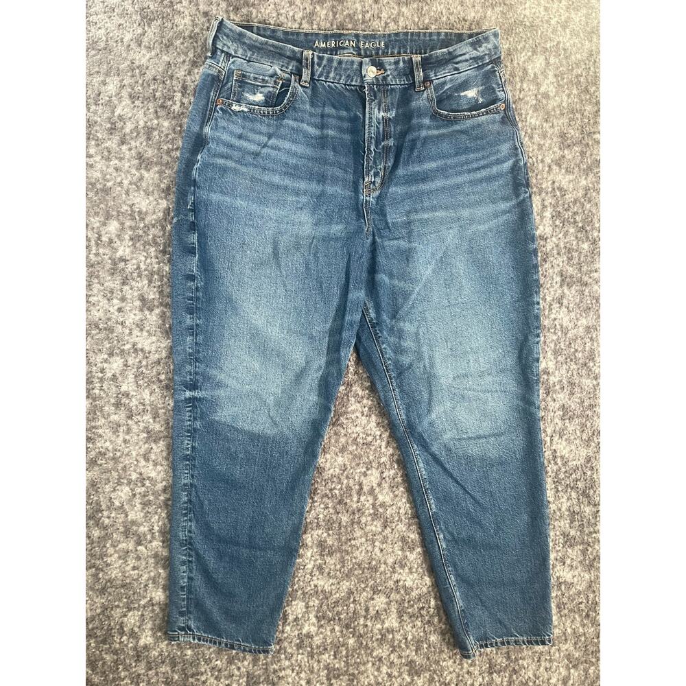 American Eagle Womens Jeans Blue Size 18 Mom Jean Stretch Denim Cotton Blend